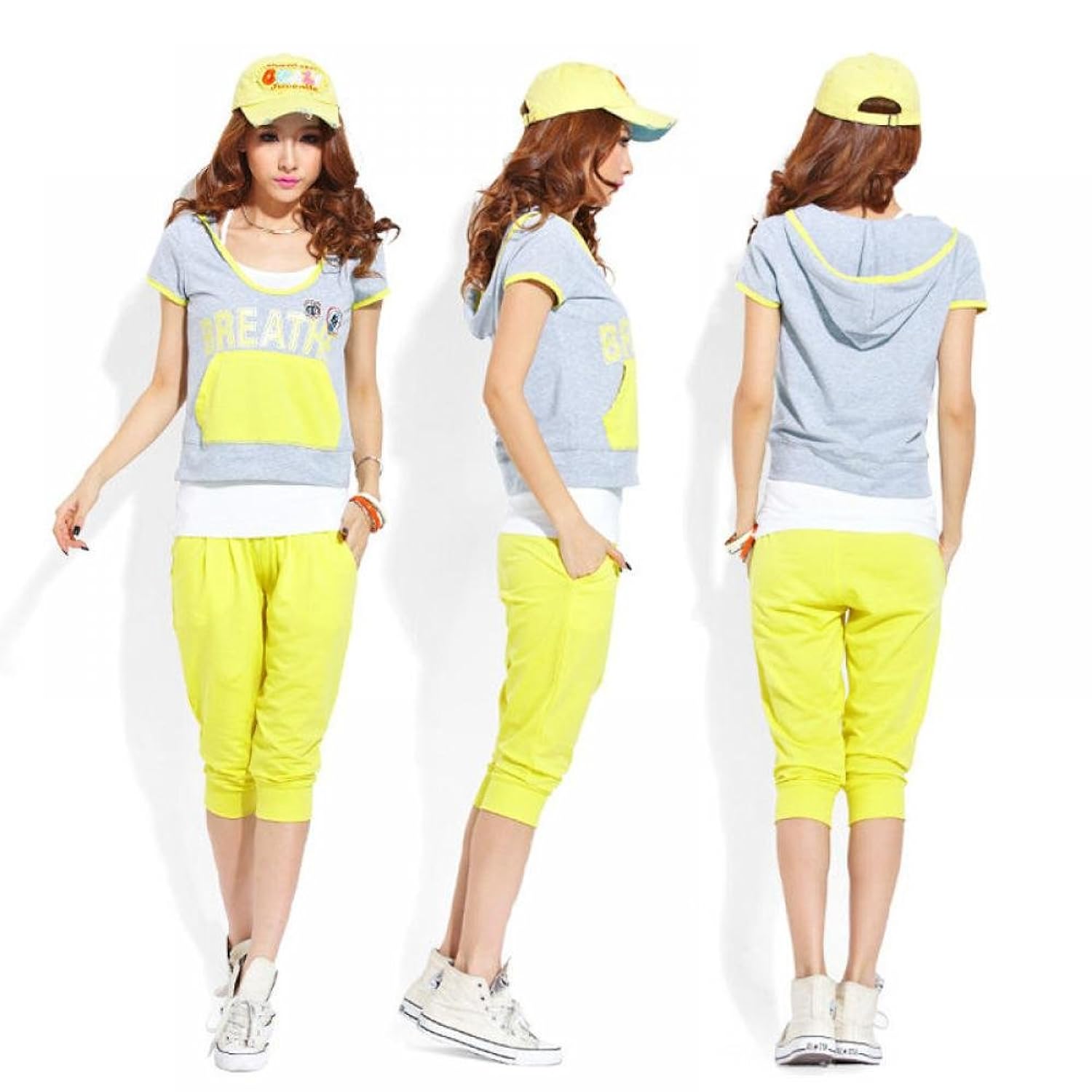 人间丰衣 女装新款运动套装女潮流夏季女式休闲套装三件套